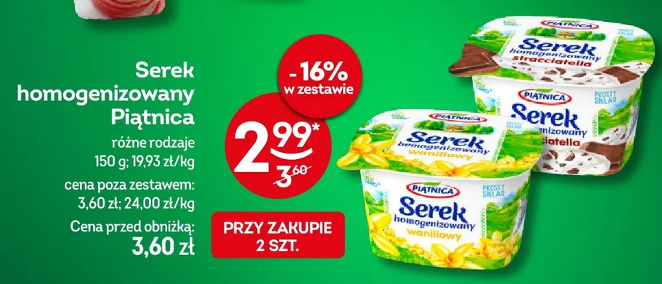 Serek homogenizowany Piątnica waniliowy promocja w Żabka