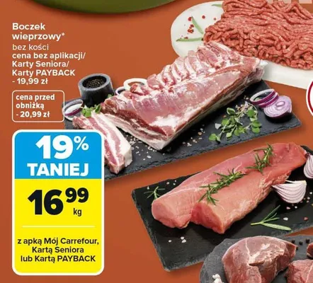 Boczek wieprzowy bez kości promocja w Carrefour Market