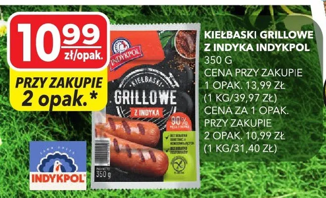 Kiełbaski grillowe z indyka Indykpol promocja w Top Market