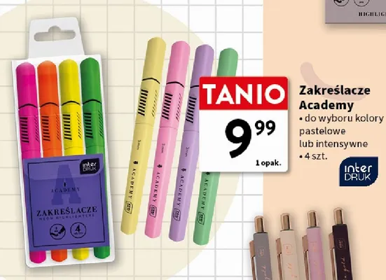 Zakreślacze pastelowe Interdruk Academy promocja w Intermarche
