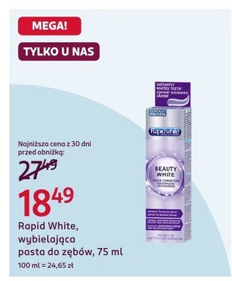 Pasta do zębów Rapid White, wybielająca, 75 ml promocja w Rossmann