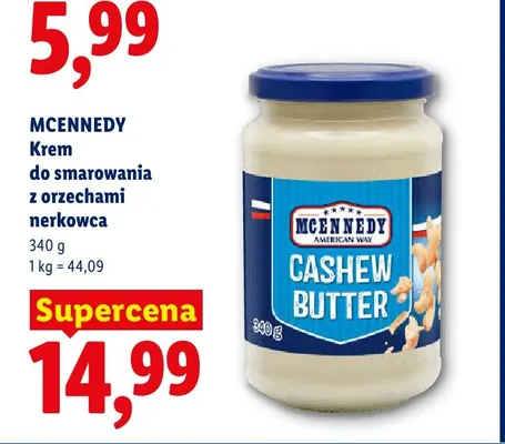 Krem do smarowania z orzechami nerkowca McEnnedy promocja w Lidl