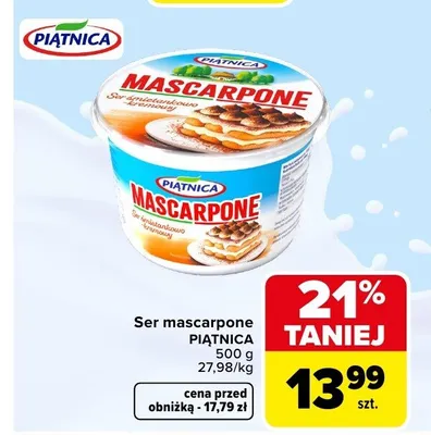Ser mascarpone PIĄTNICA Piątnica promocja w Carrefour Market