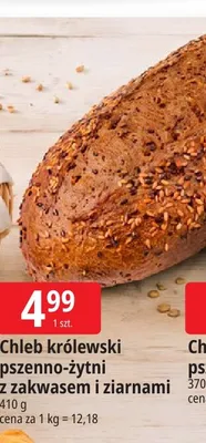 Chleb królewski pszenno-żytni z zakwasem i ziarnami promocja w Leclerc