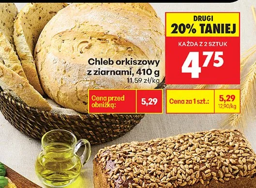 Chleb orkiszowy z ziarnami promocja w Biedronka