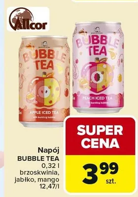 Napój Bubble Tea brzoskwinia, jabłko, mango promocja w Carrefour Market