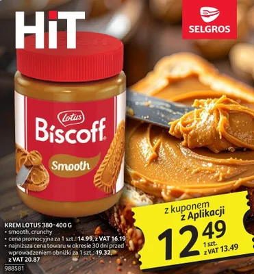 Krem Lotus Biscoff smooth 380-400 g promocja w Selgros
