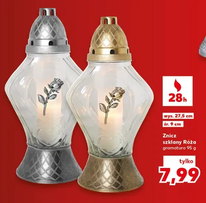 Znicz szklany Róża promocja w Kaufland