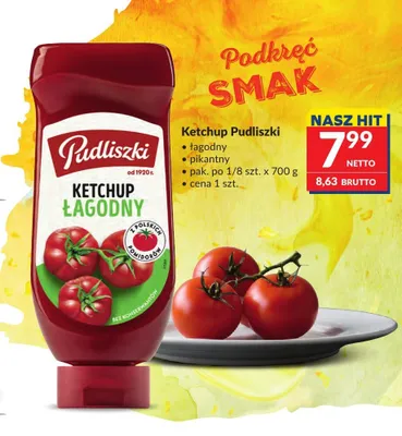 Ketchup Pudliszki łagodny promocja w Makro