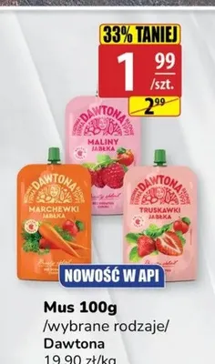 Mus marchewki jabłka Dawtona promocja w API Market