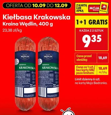 Kiełbasa krakowska Kraina Wędlin promocja w Biedronka