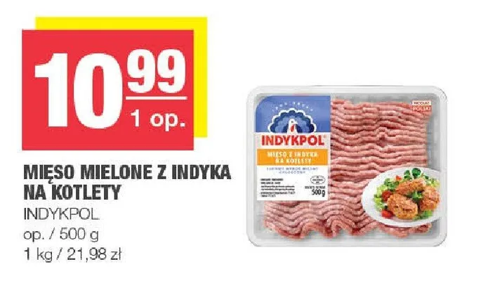 Mięso mielone z indyka na kotlety Indykpol promocja w SPAR
