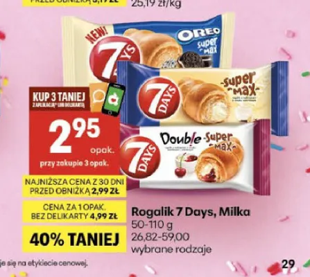 Rogalik 7 Days Milka promocja w Delikatesy Centrum