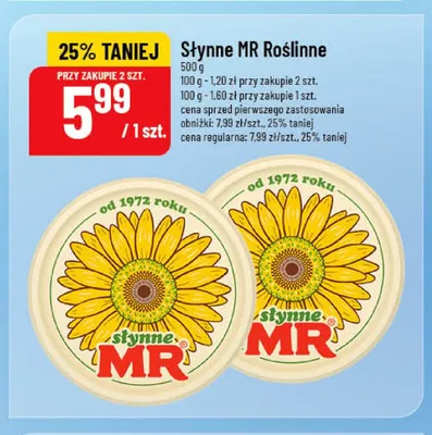 Margaryna Słynne MR Roślinne promocja w POLOmarket