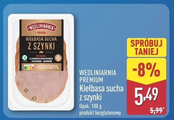 Kiełbasa sucha z szynki promocja w Aldi