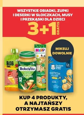 Obiadki, zupki i deserki w słoiczkach, musy i przekąski dla dzieci promocja w Netto