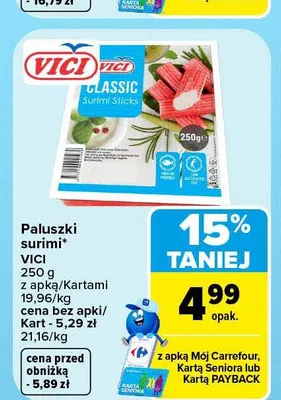 Paluszki surimi Vici promocja w Carrefour Market