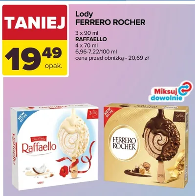 Lody Raffaello 4-pak promocja w Carrefour