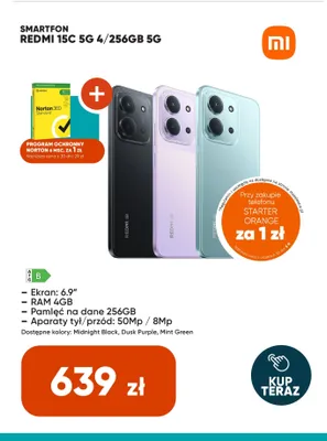 Smartfon Xiaomi Redmi 15C 5 g 4/256GB promocja w Max Elektro