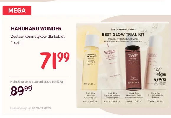 Zestaw kosmetyków dla kobiet Haruharu Wonder Best Glow Trial Kit promocja w Rossmann