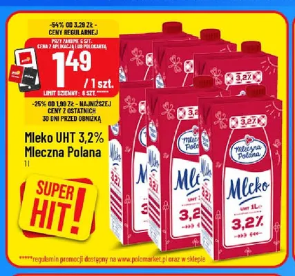 Mleko UHT Mleczna Polana 3,2% promocja w POLOmarket