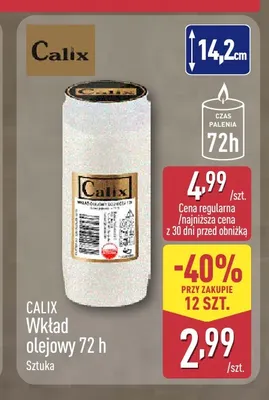 Wkład olejowy Calix 72 h promocja w Aldi