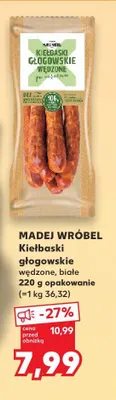 Kiełbaski głogowskie białe MADEJ WRÓBEL promocja w Kaufland