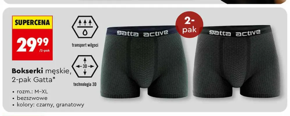 Bokserki męskie bezszwowe 2-pak Gatta promocja w Biedronka