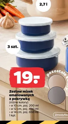 Zestaw misek emaliowanych z pokrywką Altom Design promocja w Netto