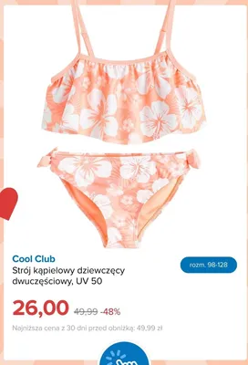Strój kąpielowy dziewczęcy dwuczęściowy Cool Club UV 50 promocja w Smyk