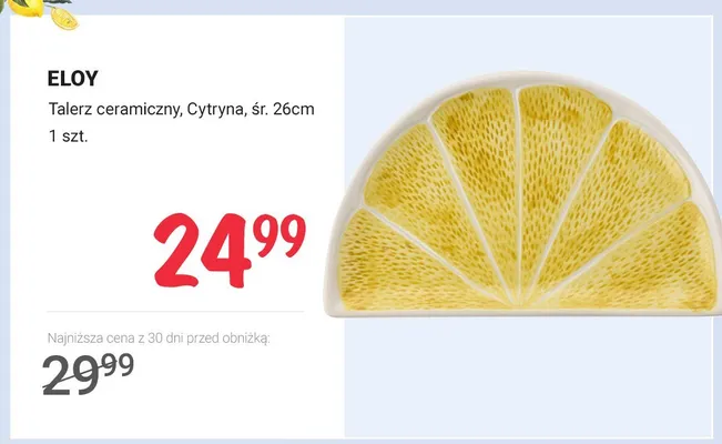 Talerz ceramiczny ELOY Cytryna śr. 26 cm promocja w Rossmann