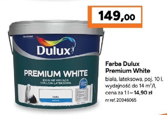 Farba Dulux Premium White biała promocja w Bricoman