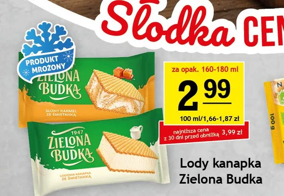 Lody kanapka Zielona Budka Lodowa kanapka ze śmietanką promocja w Gram Market
