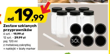 Zestaw szklanych przyprawników 12 szt. 120 ml promocja w Bricomarche