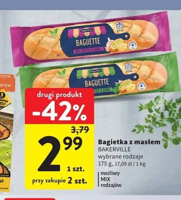 Bagietka z masłem Bakerville promocja w Intermarche