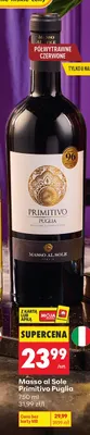 Wino czerwone półwytrawne Masso al Sole Primitivo Puglia promocja w Biedronka