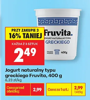 Jogurt naturalny typu greckiego promocja w Biedronka
