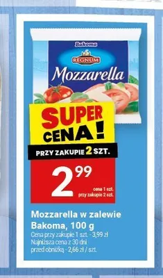 Mozzarella w zalewie Bakoma promocja w Twój Market