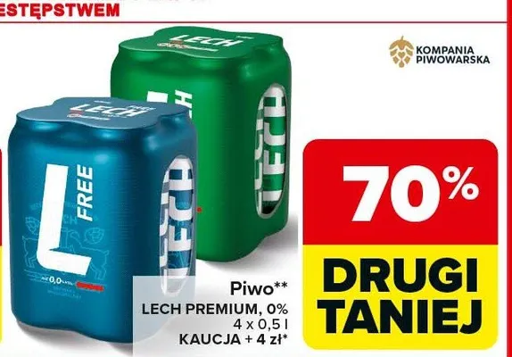 Piwo Lech Premium 0% promocja w Carrefour Market
