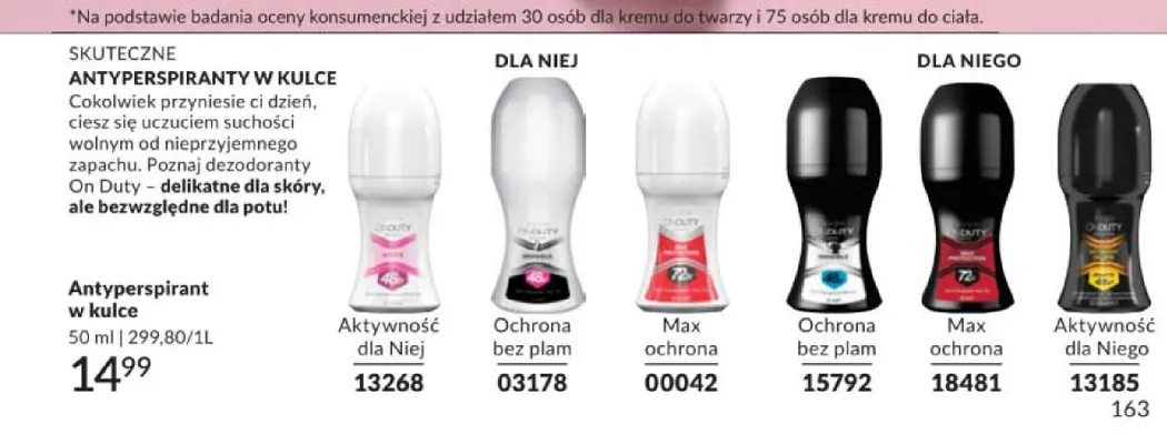 Antyperspirant w kulce On Duty Ochrona bez plam dla Niej promocja w AVON