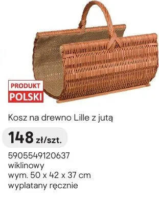 Kosz na drewno z jutą promocja w Castorama