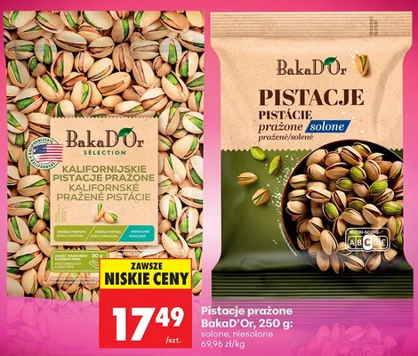 Pistacje prażone solone BakaD'Or promocja w Biedronka