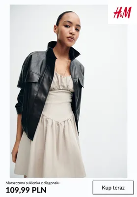 Sukienka marszczona z diagonalu H&M promocja w H&M