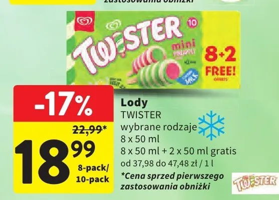 Lody Twister wybrane rodzaje promocja w Intermarche