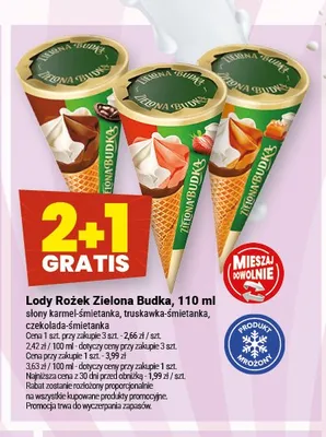 Lody rożek Zielona Budka truskawka-śmietanka promocja w Twój Market