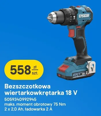 Bezszczotkowa wiertarkowkrętarka Erbauer promocja w Castorama