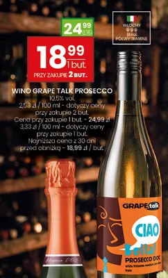 Wino musujące Grape Talk Prosecco promocja w Twój Market