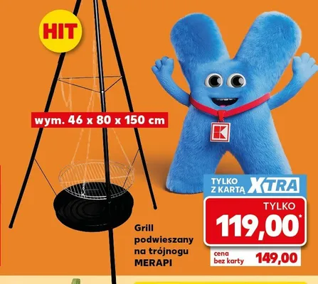 Grill podwieszany na trójnogu Merapi promocja w Kaufland