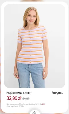 T-shirt prążkowany Bonprix. promocja w bonprix