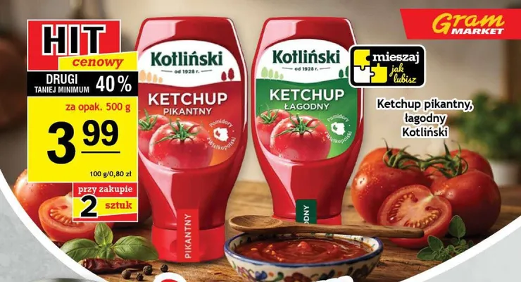 Ketchup łagodny Kotliński promocja w Gram Market